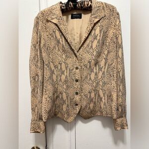 Y2K Vintage 90s Dana Buchman 100% Silk Snakeskin Printed Button down Blouse 8